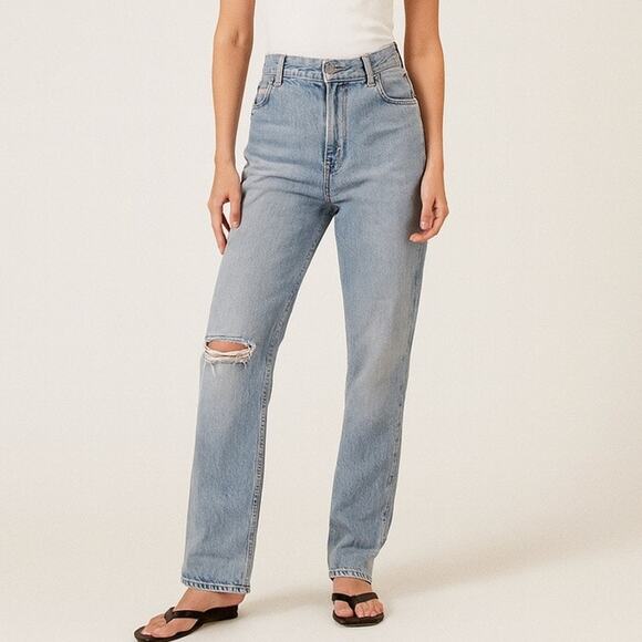 Fortela Jade Mid-Rise Slashed Straight Jeans